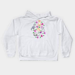 Kittens and Clematis - white Kids Hoodie